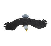 VOSAREA Aigle Suspendu en PVC Noir, Décoration Extérieure Réaliste, Effet Rotatif au Vent, Ornement de Jardin pour Effaroucheur Extérieur