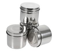 VOSAREA Boîte Alimentaire Hermétique en Acier Inoxydable Argenté 350ml, Lot de 4 Boîtes de Rangement Pratiques pour Conservation des Aliments en Cantine ou Centre de Recherche
