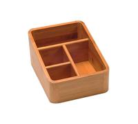 VOSAREA Boîte de Rangement Bambou Créative pour Maquillage 4 Compartiments, Design Arrondi, Saine et Solide pour Organiser Cosmétiques et Accessoires sur Bureau