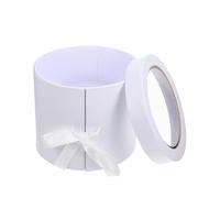 VOSAREA Boîte Fleur Ronde Double Blanche pour Fleurs Fraîches et Cadeaux Boîte Emballage Élégante pour Saint-valentin Anniversaire et Fête des Mères Coffret Léger et Décoratif