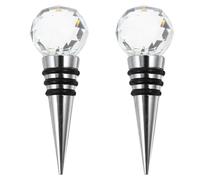 VOSAREA Bouchon à Vin en Cristal 2Pcs, Bouchon pour Bouteille de Vin, Bouchon d'Étanchéité pour Bouteilles de Cocktail, Non Facile à Déformer, Conservation de la Couleur Aléatoire