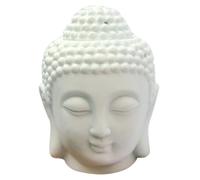 VOSAREA Brûleur à Huile Essentielle Fait Main Tête de Bouddha en Céramique Blanche Décorative et Aromathérapie pour Maison et Salle à Manger