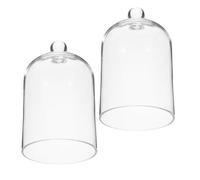 VOSAREA Cloche Dôme Décoratif Élégant en Verre pour Fleurs Éternelles en Verre Transparente 2pcs pour Décoration de Table Basse et Maison