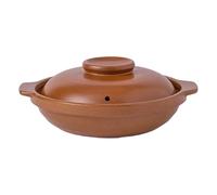 VOSAREA Cocotte en Argile Marron 1,3l avec Couvercle, Facile à Nettoyer, Compatible Tous Feux, pour Mijoter Soupes Quotidien