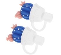 VOSAREA Couvre-embouts de Paille à Boire en Silicone 2 Pièces Anti-poussière Léger Étanche Style Cartoon Adaptés aux Pailles 6-8 Mm pour Fêtes et Transport de Boissons