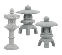 VOSAREA Décoration Japonaise Extérieure 3pcs en Résine Lanterne Pagode Réaliste pour Jardin et Micro-Paysage Bonsaï Zen