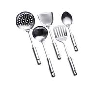 VOSAREA Ensemble D'ustensiles Cuisine et Pratique Cuisson en Acier Inoxydable 5 Pièces Spatule, Cuillères et Écumoire Design Unique
