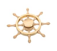 VOSAREA Figurine Roue de Gouvernail en Laiton Doré Poignée Rotative Anti-Stress, Décoration de Bureau ou Étagère Style Océanique et Ambiance Littéraire
