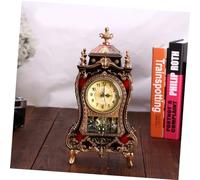 VOSAREA Horloge De Bureau Vintage Style Européen 18 Cm Plastique Rouge Brun Cloche Musicale Décoration Salon Bureau Décor Archaïque