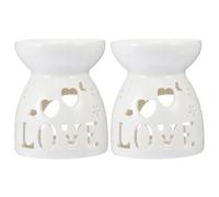 VOSAREA Lampe à Arôme en Céramique Blanche 2pcs pour Aromathérapie, Éclairage Décoratif Multifonctionnel, Diffuseur Rapide de Parfum pour Bureau et Salon