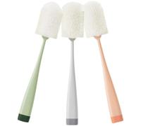 VOSAREA Lot de 3 Brosses à Bouteille Cuisine Poignée Longue, Goupillon Tubulaire pour Étroit, Brosse de Nettoyage pour Gobelets et Biberons, Couleurs Vert, Orange et Gris, pour Nettoyage