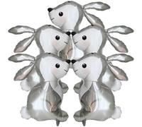 VOSAREA Lot de 5 Ballons en Aluminium Forme de Lapin Géant pour Décoration Anniversaire Garçon et Filles Fête Jungle Ballons Animaux Mignons