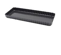 VOSAREA Moule à Tartelettes Rectangulaire Antiadhésif à Fond Amovible, Noir | Acier au Carbone, Conductivité Thermique, Forme Cannelée, Propre et Sain, Ne Se Déforme Pas