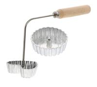 VOSAREA Moules à Friture en Alliage D'aluminium et Bois, Robustes et Anti-rouille, pour Préparer des Snacks Frits Ronds en Forme de Cœur Chez
