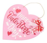 VOSAREA Panneau de Porte en Bois Cœur, Décoration Murale Suspendue, Rose, Forme Cœur, Tissu et Bois, Saint-valentin et Dîner Quotidien, Style Romantique