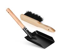 VOSAREA Pelle et balayette à cendres, pelle de cheminée, manches en bois ergonomiques, brosse à poils doux, 1 set, pour cheminée et pots de fleurs, 11.02 x 3.15 x 1.89 in