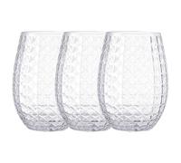 VOSAREA PET Verres à Vin Ananas 12 Oz Transparent 3 Pièces | Bords Arrondis, Prise Confortable et Surface Lisse, Adaptés au Whisky, Jus, Buffet ou Service Traiteur