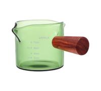 VOSAREA Pichet à Lait en Verre avec Poignée en Bois Vert, Gradué pour Mesurer, Résistant aux Chocs, pour Café Cuisine