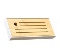 VOSAREA Plateau à Thé Japonerie Rectangulaire en Bambou et Égouttoir | Design Simple Blanc, Surface Lisse sans Bavures, Nettoyage Facile, Retient les Éclaboussures pour Tasses ou Service à Thé