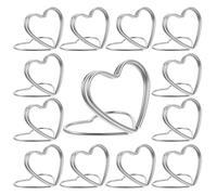 VOSAREA Porte-numéros de Table Support pour Menu Mariage Lot de 10 Forme Cœur et Maintien Sécurisé en Métal Argenté Effet Décoratif pour Fête ou Banquet