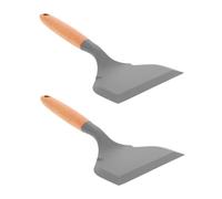VOSAREA Spatule Large en Silicone avec Manche en Bois Résistant la Chaleur, Outil à Omelette Japonaise pour Burgers et Omelettes Cuisine ou Restaurant, Lot de 2 Pièces