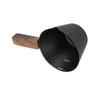 VOSAREA Tasse à Expresso en Acier Inoxydable 4 Oz 120ml avec Poignée en Bois, Tasses à Mesurer Portables pour Extraction de Café à Domicile, Prise Confortable et Bec Verseur en V