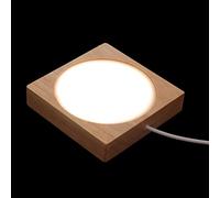 VOSAREA Veilleuse Décorative à LED Base Lumineuse en Bois Jaune pour Chevet | Base Lumineuse à Led, Lampe de Chevet à Intensité Variable, Petite Lampe de Table