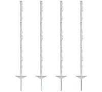 VOSS.farming 60x Farm 105 piquets de clôture, poteaux de clôture, 8 Oeillets pour toron, Corde, Ruban, Double Marche, Clou en Acier galvanisé, Hauteur 105cm, Blanc
