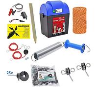 VOSS.farming électrificateur Extra Power 9V pour clôture électrique Mobile, pour clôture de pâturage, kit Starter, avec Adaptateur Secteur, Fil de clôture électrique, poignée de clôture et isolateurs