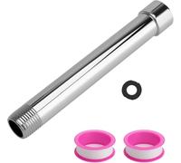 VOSSOT Bras d'extension de pommeau de douche 15 cm avec bande d'étanchéité, tuyau d'extension de douche G1/2", filetage droit, barre de douche de salle de bain, rallonge ronde chromée pour accessoires