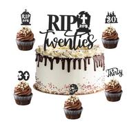 VOSSOT Rip Twenties Top the happy birthday decoration gateau 30e anniversaire Homme Femme, joyeux anniversaire decoration gateau gothique noire pailletée 30e,Célébration amusante