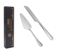 VOSSOT Set de Tamis à Gâteau en Acier Inoxydable - Couteau à Gâteau 27CM + Spatule à Long Manche - Fini Argent Élégant, Ergonomique, Durable, Parfait pour Mariages et Célébrations