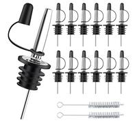 Votoko 12 Pièces Verseurs en Acier Inoxydable, Bec Conique Classique, Avec Capuchons Anti-PoussièRe Et Brosse De Nettoyage, pour Vin, Liqueur, Boissons, Cocktails, Huile, Huiles D'Olive, Vinaigre