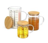 Votoko Lot de 3 Verre Doseur, Transparent Brocs Mesureur 0,25L + 0,5L + 1L, Verres Borosilicate Resistant, Graduation Precise avec Anse, Ideal pour la Patisserie, la Cuisine et les Melanges