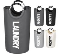 Votoko Paniers à linge 82L, Panière à Linge Sale avec Poignée Portable Corbeilles à Linge, Sac à Linge Pliable en Tissu Oxford, Laundry Basket Rangement Linge Sale pour Salle de Bain, Maison(Gris)