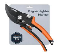VOTREK® Sécateur de Jardin Bypass à Poignée Réglable pour Mains Fragiles | Lame SK5, Ressort Protégé, Secateur Pro 21,5 cm, Ciseaux de Jardinage pour Rosiers, Arbustes et Fruitiers, Cisailles à gazon