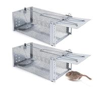 VOTUKU Piège à Souris et Rats Vivant, Format XXL, Respectueux des Animaux, Haute Sensibilité, Réutilisable - Piège à Rongeurs pour Cuisine, Jardin, Entrepôt (Lot de 2, Argenté)