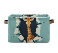 voucong Lot de 1 panier de rangement mural amusant en forme de girafe, pliable et imperméable pour conteneurs de rangement avec poignée robuste pour jouets