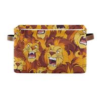 voucong Lot de 1 panier de rangement pliable et étanche avec poignée robuste Motif lion orange