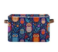 voucong Lot de 1 panier de rangement pliable et imperméable avec poignée robuste pour décoration de drap - Motif chouette - Bleu