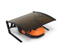 VOUNOT® Abri Garage pour Robot Tondeuse 82x80x46cm avec Toit Rigide Marron | Pieds en Métal, Protection contre les UV et les Intempéries, Fixation au Sol avec Piquets, pour Jardin et Pelouse