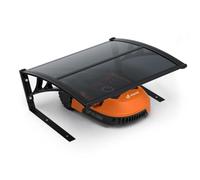 VOUNOT® Abri Garage pour Robot Tondeuse 82x80x46cm Renfort Aluminium Gris | Pieds en Métal, Toit Rigide, Protection UV et contre les Intempéries, Fixation au Sol avec Piquets, pour Jardin et Pelouse