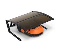 VOUNOT® Abri Garage pour Robot Tondeuse 82x80x46cm Renfort Aluminium Marron | Pieds en Métal, Toit Rigide, Protection UV et contre les Intempéries, Fixation au Sol avec Piquets, pour Jardin et Pelouse