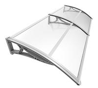 VOUNOT® Auvent de Porte d'entrée Toit Marquise en Polycarbonate Porte Résistante Toit Abri Protection Contre La Pluie et UV Gris Transparent 200cm x 80cm