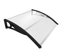 Vounot Marquise auvent de porte 100x80 cm support central - polycarbonate transparent anti-UV - noir
