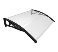 Vounot Auvent de porte 120x80 cm – Polycarbonate anti-UV transparent, support central, noir