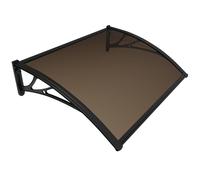 VOUNOT® Marquise auvent de porte d'entrée 100x80cm - Polycarbonate - Anti-UV - Marron
