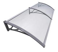 VOUNOT® Auvent de Porte d'entrée Toit Marquise en Polycarbonate Porte Résistante Toit Abri Protection Contre La Pluie et UV Gris Transparent 200cm*80cm
