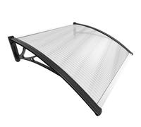 VOUNOT Auvent de porte marquise 100x80cm transparent Polycarbonate anti UV Noir