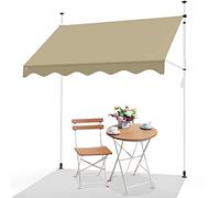 VOUNOT® Auvent Manuel Rétractable Résistant aux UV Store Banne de Jardin en Acier Polyester avec Manivelle sans Perçage Auvent Téléscopique Hauteur et Inclinaison Réglable 300cm Beige